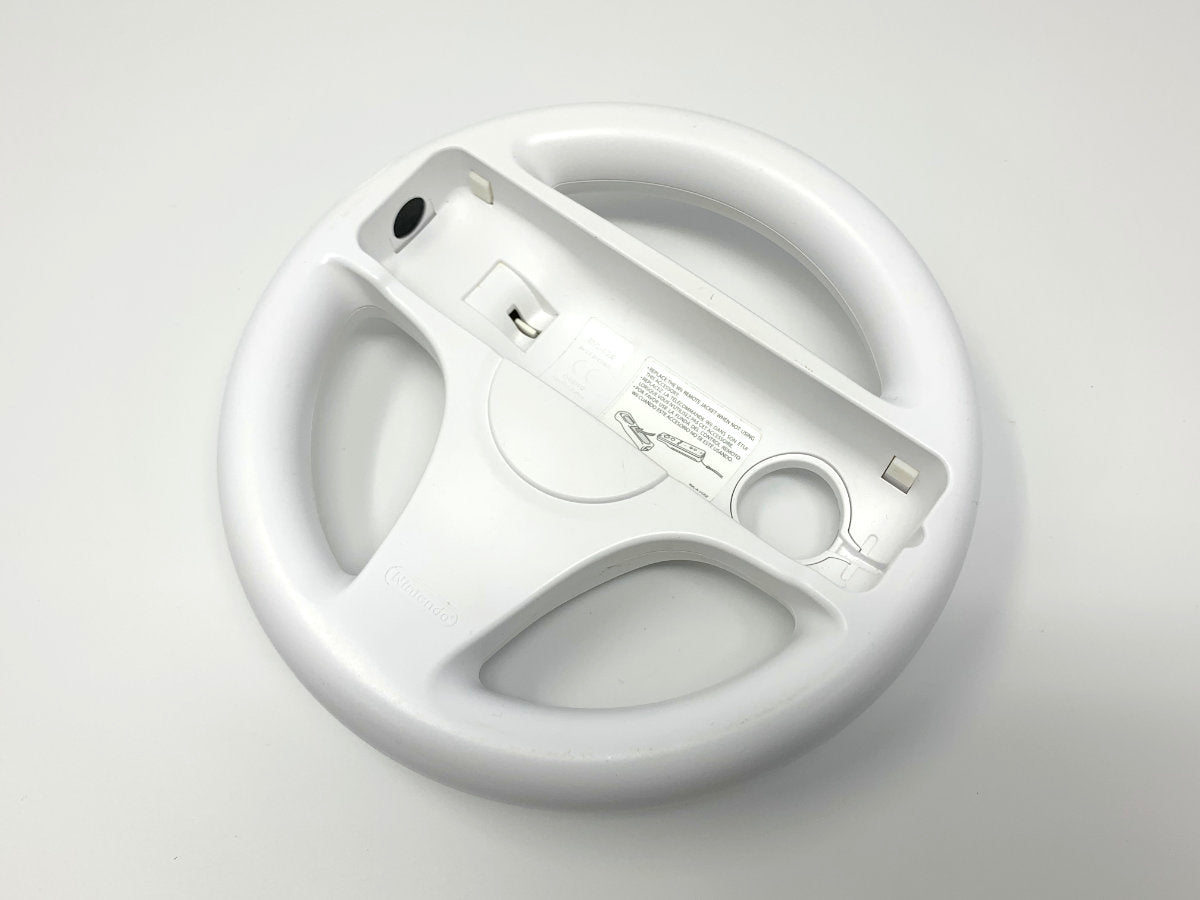 Nintendo Wii Steering Wheel - Genuine/Official/OEM RVL-A-J-USZ - White • Racing Wheel