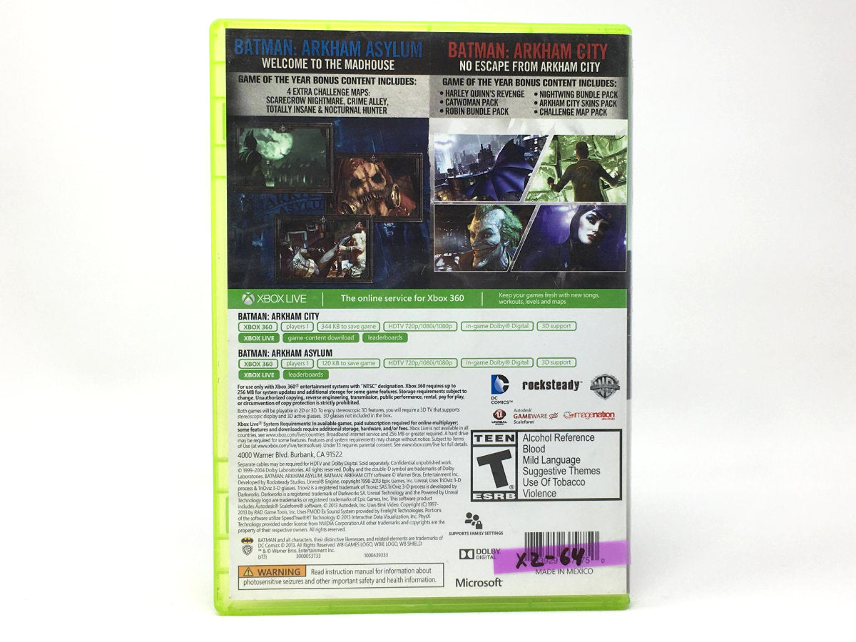Batman: Arkham City / Batman: Arkham Asylum Dual Pack • Xbox 360
