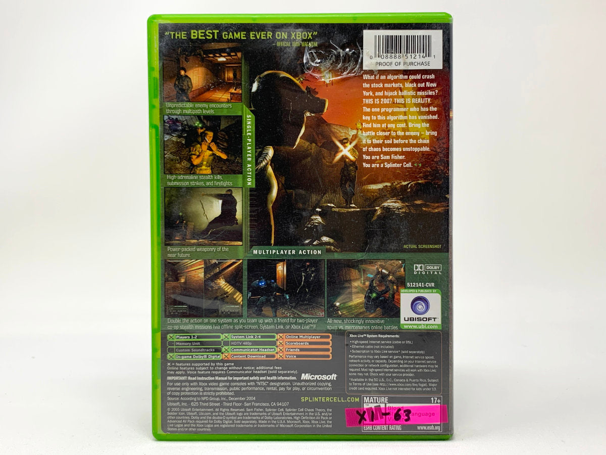 Tom Clancy's Splinter Cell: Chaos Theory • Xbox Original