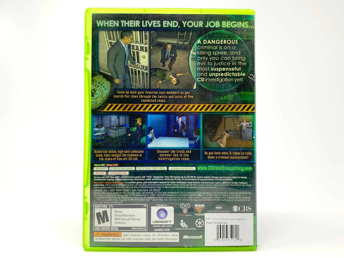CSI: Fatal Conspiracy (Crime Scene Investigation) • Xbox 360