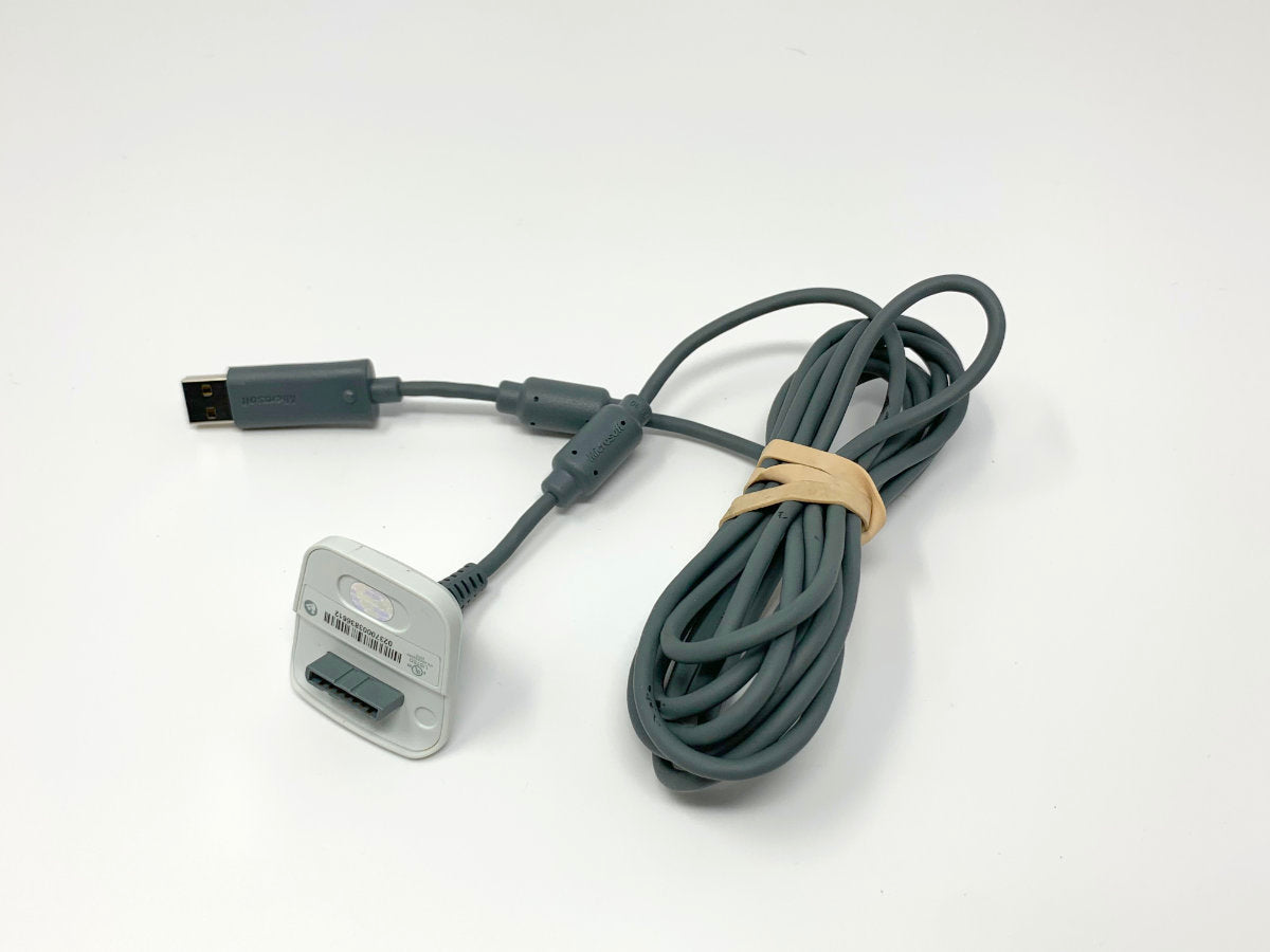 Xbox 360 Controller Play & Charge Cable - Genuine/Official/OEM - Gray • Controller Cable