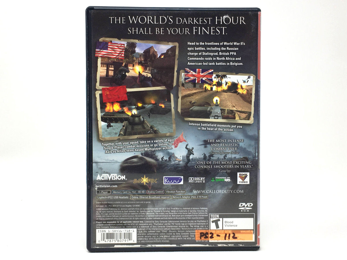 Call of Duty Finest Hour - Greatest Hits • PS2