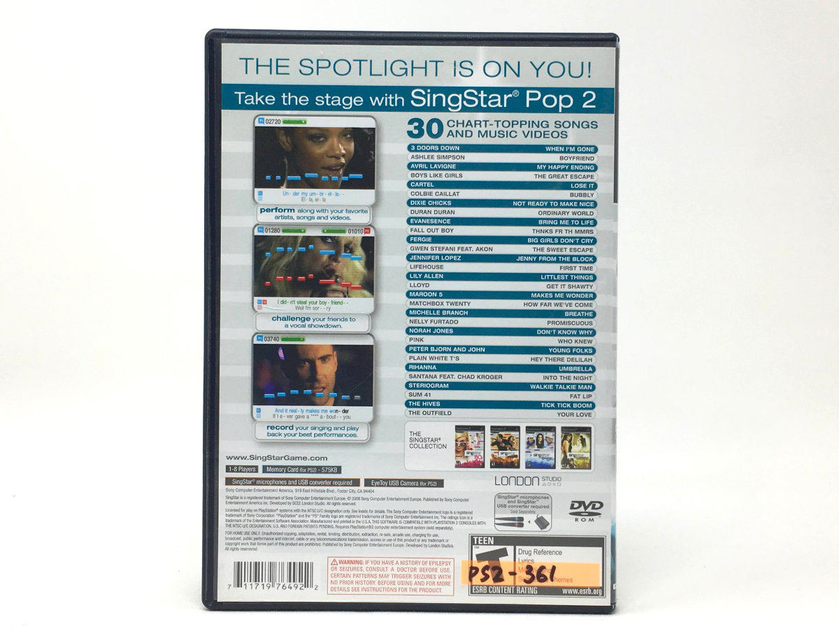 SingStar Pop Vol. 2 • Playstation 2