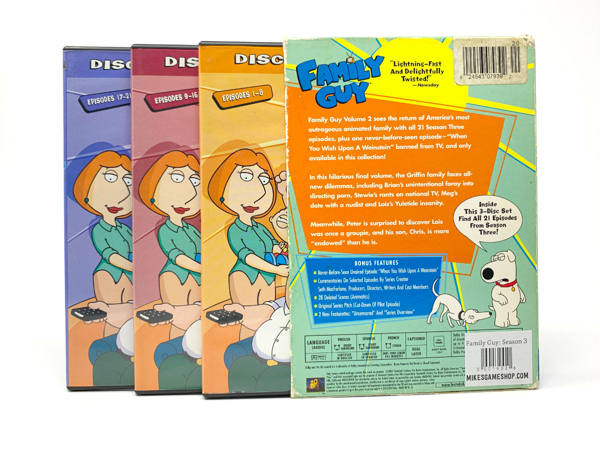 Descenso repentino Estado Delgado Family Guy: Season 3 - Box Set • DVD – Mikes Game Shop